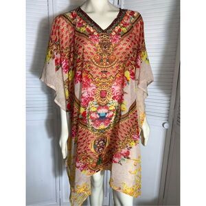 Sigris‎ Semi Sheer Kaftan Swim Cover Free Size